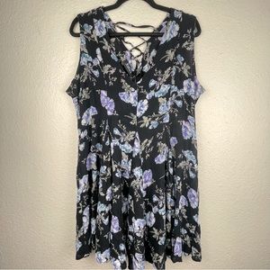 Xotica Goth Witchy Black Floral Mini 90's Rayon Dress